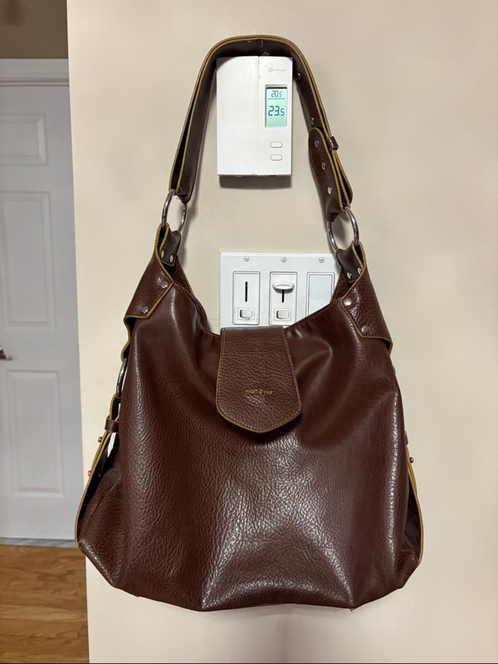 Brown vegan Leather Hobo Shoulder Bag - Unbranded